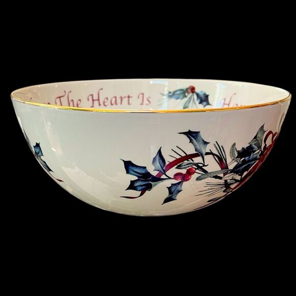Lenox Winter Greetings Serving/Sentiment Bowl “Home is Where the Heart Is” - Picture 4 of 12